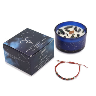 Aries - Zodiac Crystal Candle with Gemstone Bracelet - Quiet Rituals