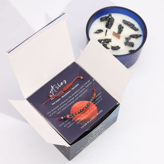 Aries - Zodiac Crystal Candle with Gemstone Bracelet - Quiet Rituals