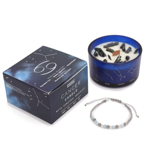 Cancer - Zodiac Crystal Candle with Gemstone Bracelet - Quiet Rituals
