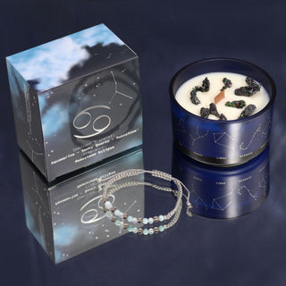 Cancer - Zodiac Crystal Candle with Gemstone Bracelet - Quiet Rituals