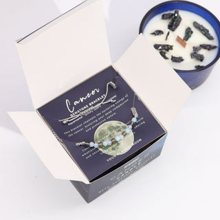Cancer - Zodiac Crystal Candle with Gemstone Bracelet - Quiet Rituals