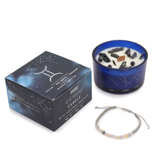 Gemini - Zodiac Crystal Candle with Gemstone Bracelet - Quiet Rituals