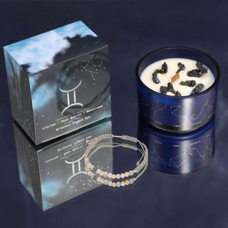 Gemini - Zodiac Crystal Candle with Gemstone Bracelet - Quiet Rituals