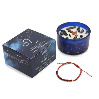 Leo - Zodiac Crystal Candle with Gemstone Bracelet - Quiet Rituals