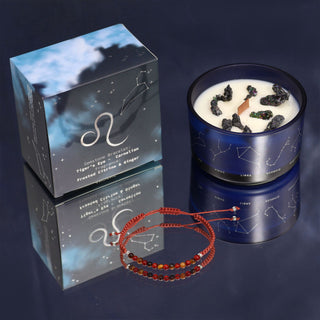 Leo - Zodiac Crystal Candle with Gemstone Bracelet - Quiet Rituals