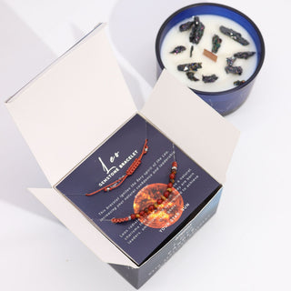 Leo - Zodiac Crystal Candle with Gemstone Bracelet - Quiet Rituals