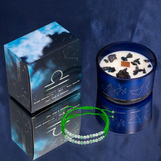 Libra - Zodiac Crystal Candle with Gemstone Bracelet - Quiet Rituals