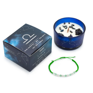 Libra - Zodiac Crystal Candle with Gemstone Bracelet - Quiet Rituals