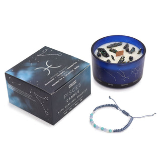Pisces - Zodiac Crystal Candle with Gemstone Bracelet - Quiet Rituals