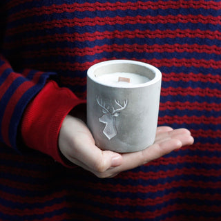 Purple Fig & Cassis - Wooden Wick Concrete Candle - Quiet Rituals