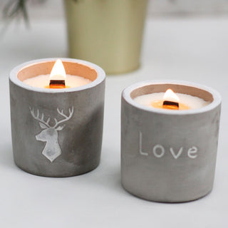 Purple Fig & Cassis - Wooden Wick Concrete Candle - Quiet Rituals