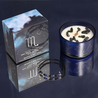 Scorpio - Zodiac Crystal Candle with Gemstone Bracelet - Quiet Rituals