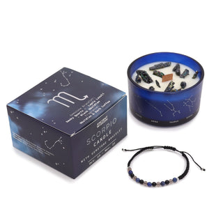 Scorpio - Zodiac Crystal Candle with Gemstone Bracelet - Quiet Rituals