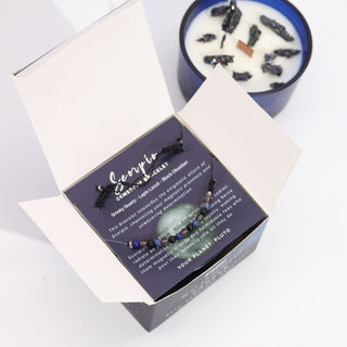 Scorpio - Zodiac Crystal Candle with Gemstone Bracelet - Quiet Rituals