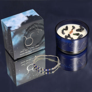Taurus - Zodiac Crystal Candle with Gemstone Bracelet - Quiet Rituals