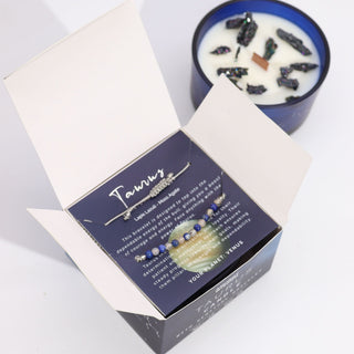 Taurus - Zodiac Crystal Candle with Gemstone Bracelet - Quiet Rituals
