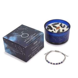 Taurus - Zodiac Crystal Candle with Gemstone Bracelet - Quiet Rituals