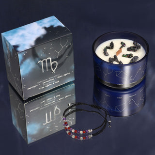 Virgo - Zodiac Crystal Candle with Gemstone Bracelet - Quiet Rituals