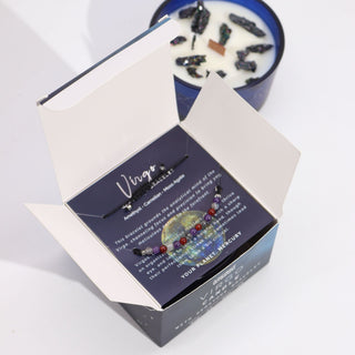 Virgo - Zodiac Crystal Candle with Gemstone Bracelet - Quiet Rituals