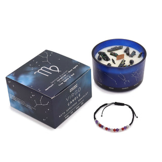 Virgo - Zodiac Crystal Candle with Gemstone Bracelet - Quiet Rituals