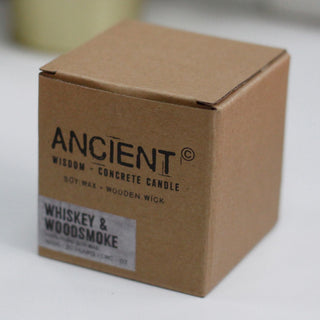 Whiskey & Woodsmoke - Wooden Wick Concrete Candle - Quiet Rituals